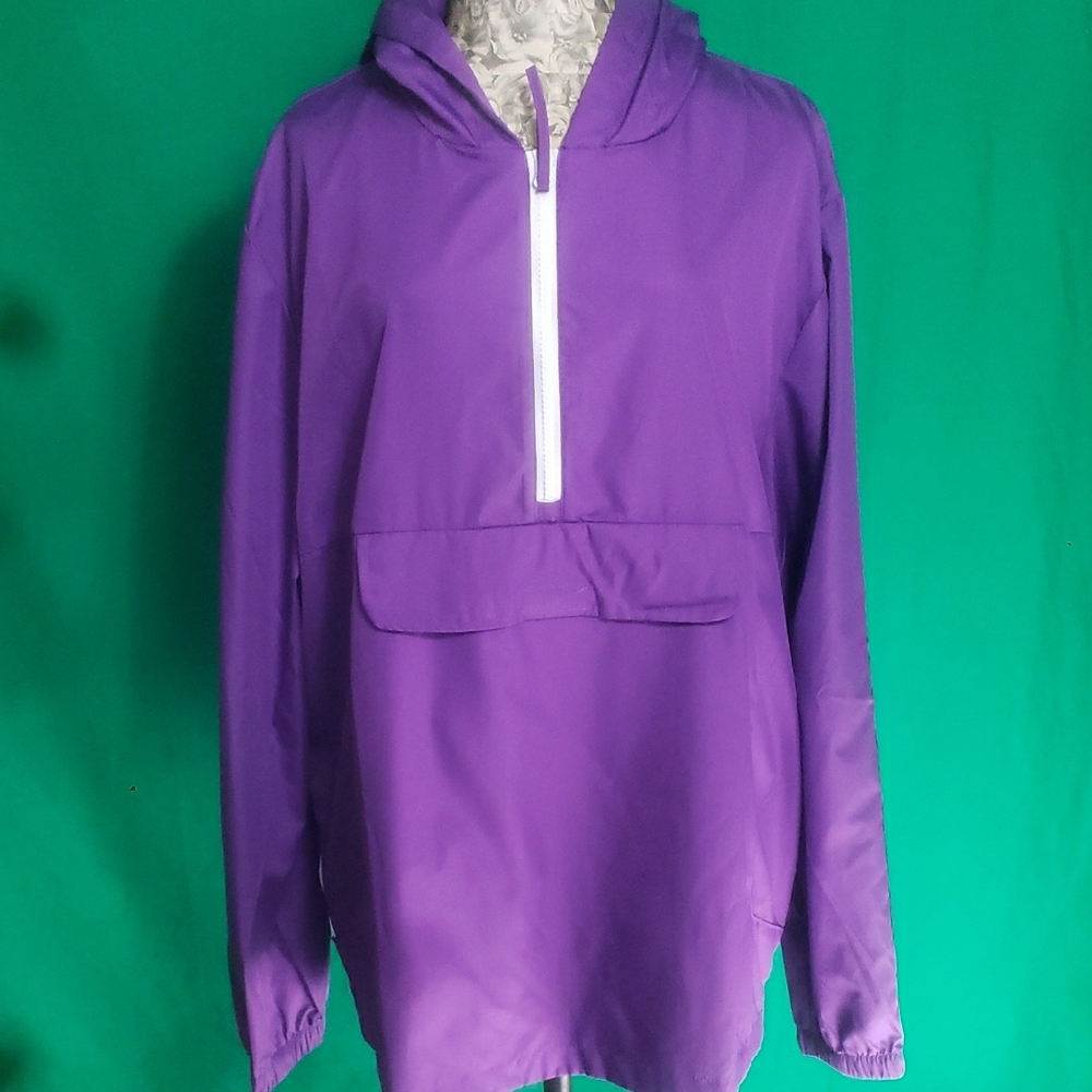 Arizona Jean Co Purple Geometric Hoodie Windbreaker Jacket XL
